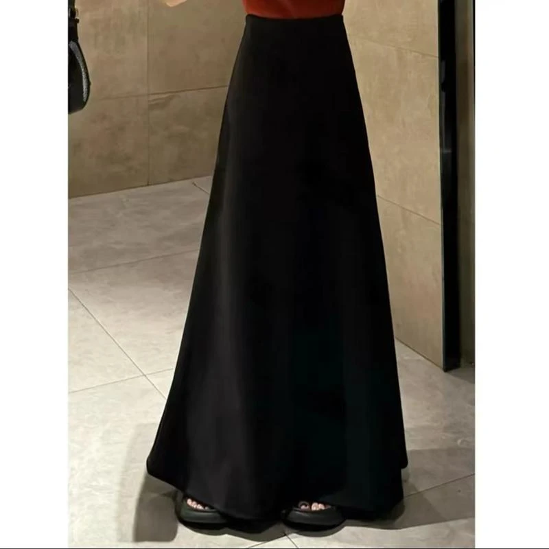 高腰显瘦垂感毛呢半身裙女秋冬新款大码时尚气质胖妹妹a字裙子