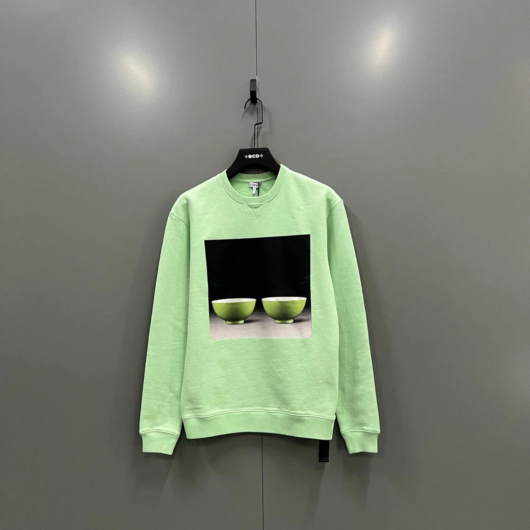 未使用 LOEWE/罗意威 （ll）绿色陶瓷印花卫衣 XS 009881