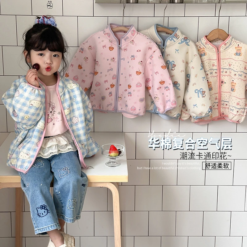 女童外套2025春装新款韩版洋气柔软卡通绣花中小儿休闲外套