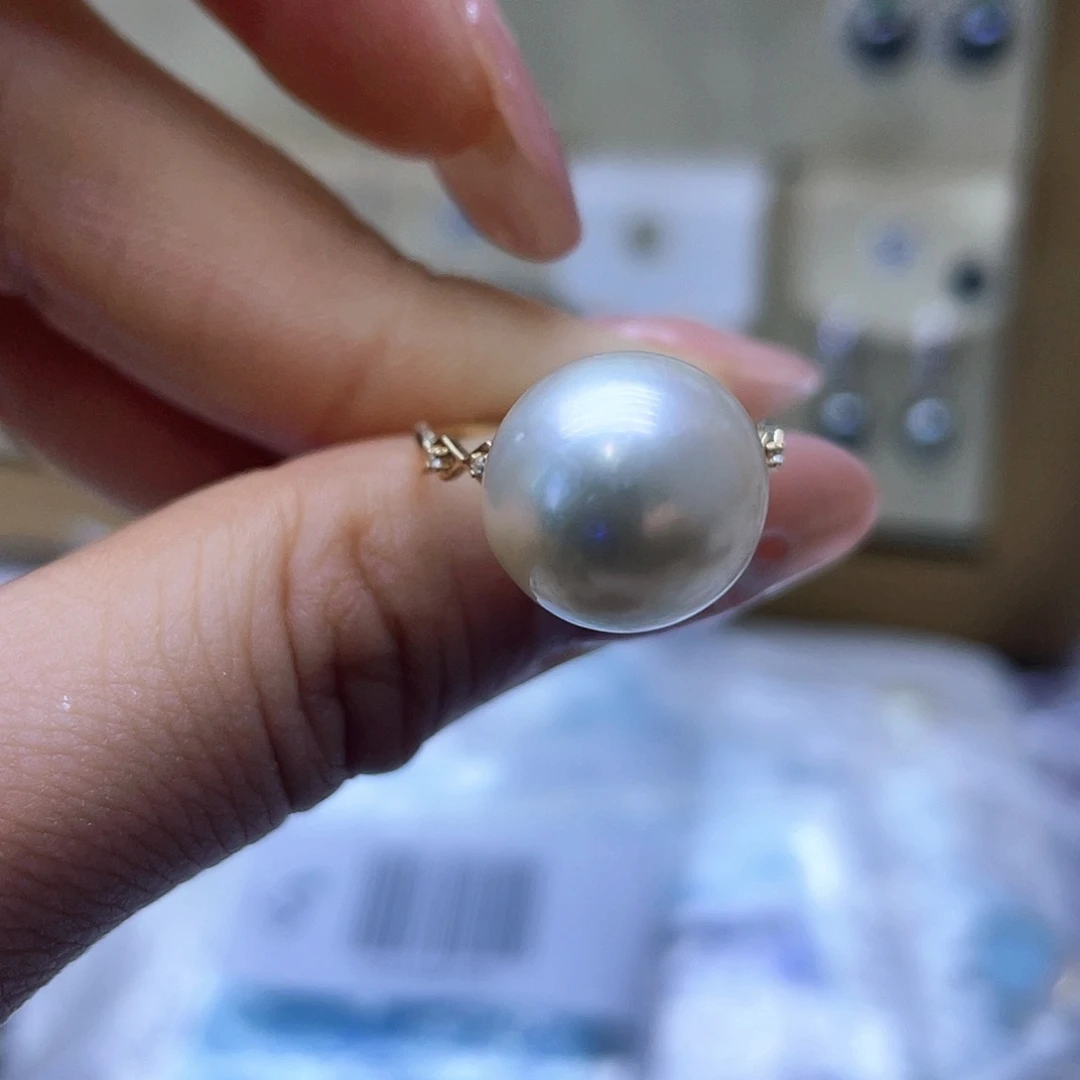 海水珍珠戒指18K金镶嵌