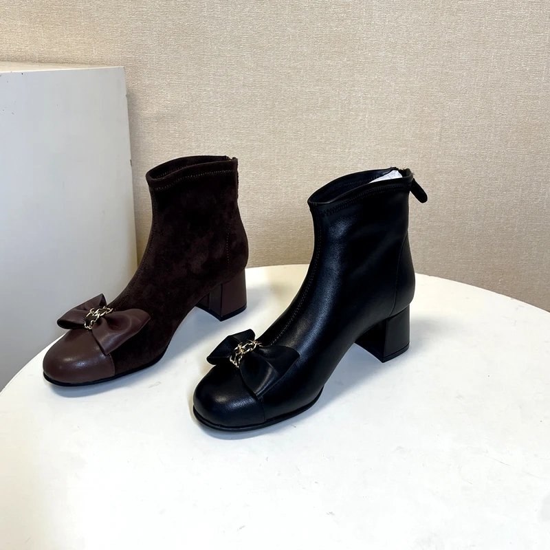 MMGY木马公园小香家小牛皮弹力短靴女