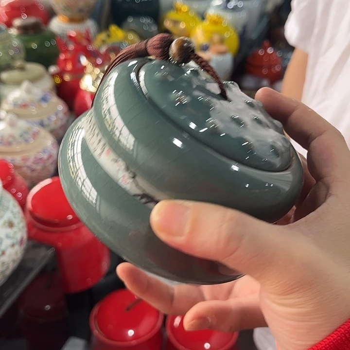 摆件陶瓷茶叶罐家用摆件密封罐