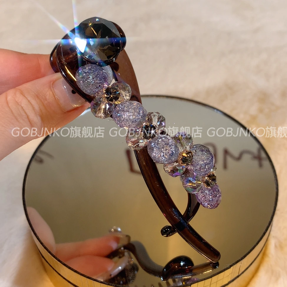 GOBJNKO韩版扭扭夹复古港风女法式横夹重工精致复古时尚饰品