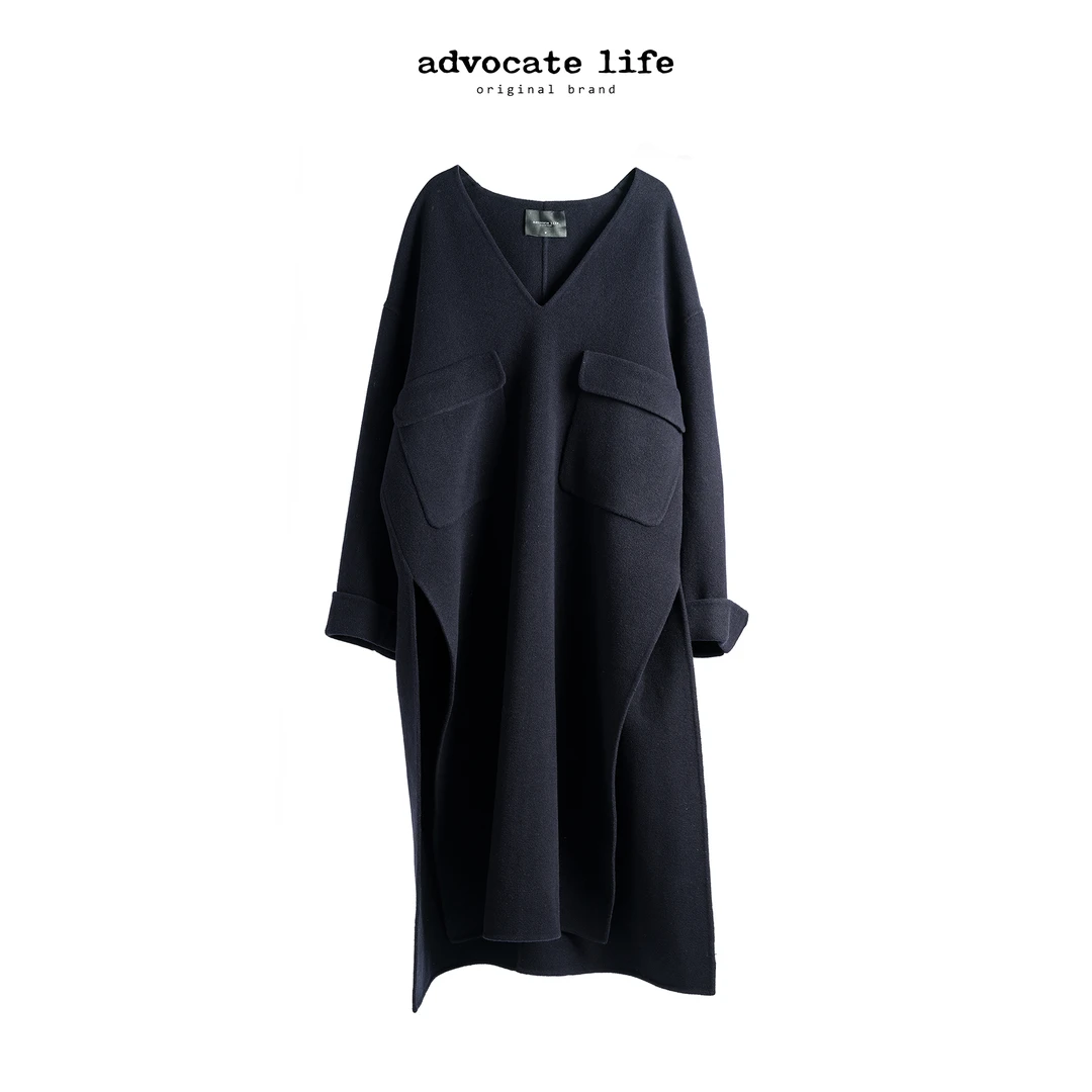 Advocatelife2025秋冬新品大衣轻职风简约女装呢子大衣HQ长款大衣