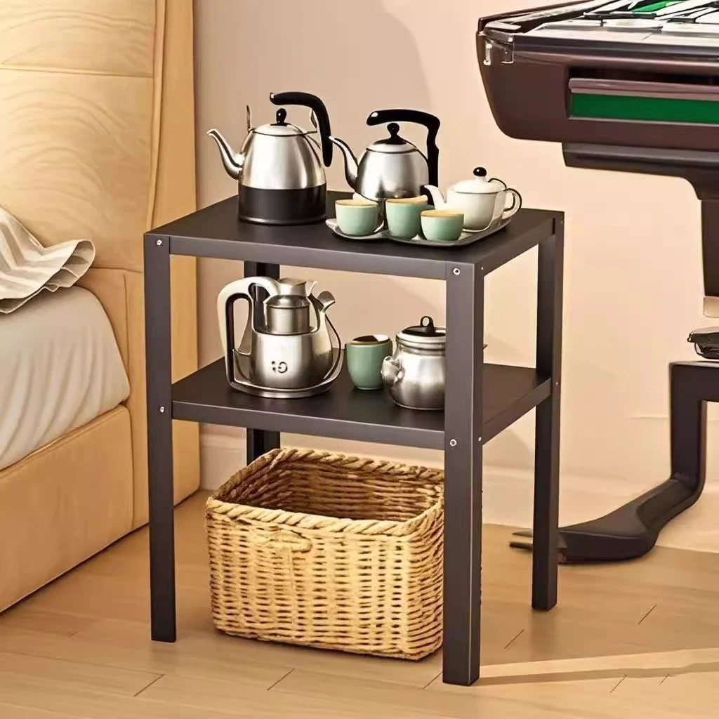 落地铁艺架床头侧边柜多巴胺收纳架奶油风零食储物书架卧室小茶几