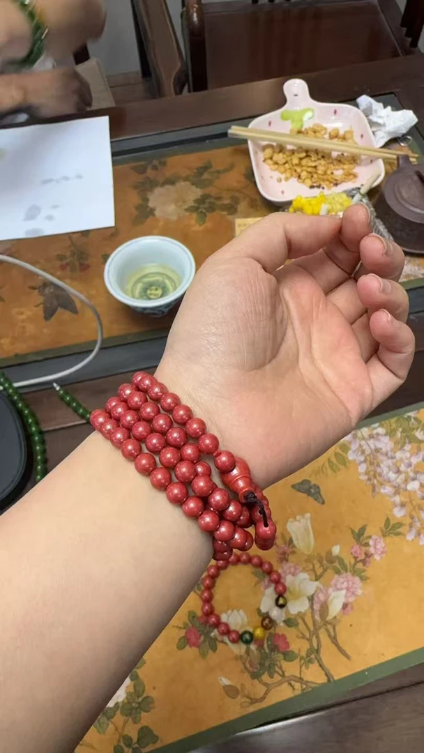 含辰砂工艺品朱砂帝王砂多圈手串