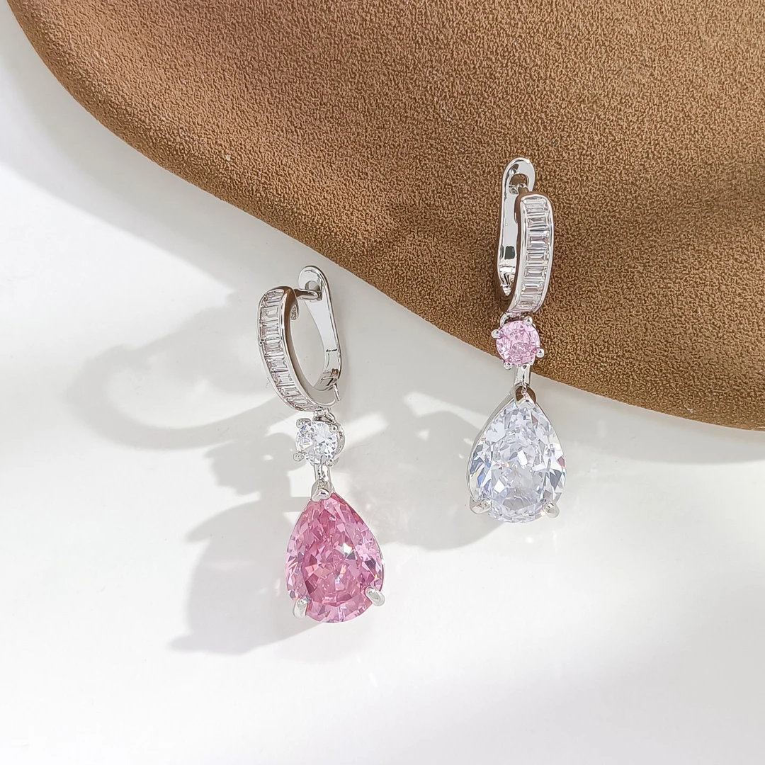 铜合金合成锆石耳饰 WFXLM-008530【星落绯绡】耳饰简约小众时尚