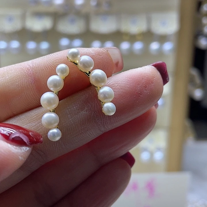 淡水珍珠耳饰银S925镶嵌