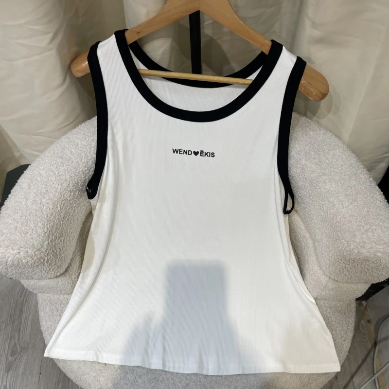 PWD32766【现货仅背心】2025新时尚减龄字母休闲百搭女背心【衣长65】