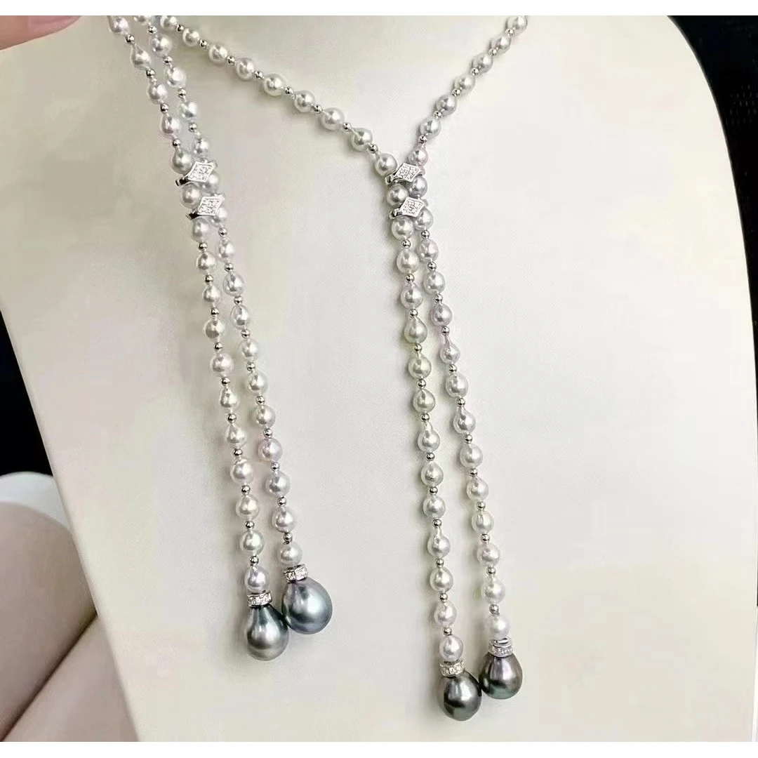 多戴款灵动溪地双珠链62cm项链4-5MM[21199-7]