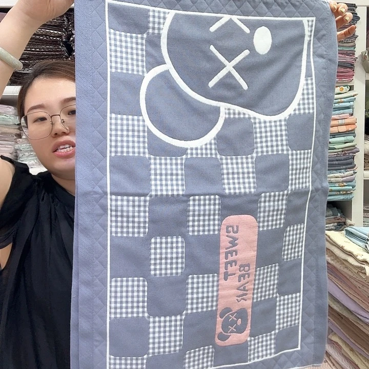 三醋酯纤维蓝色格子小枕巾45✖️65