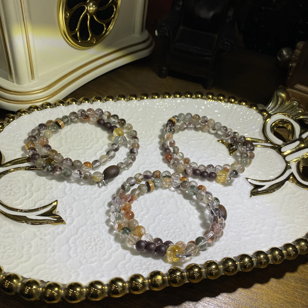 V898-天然老矿料幽灵水晶多圈手链-多样性发其一