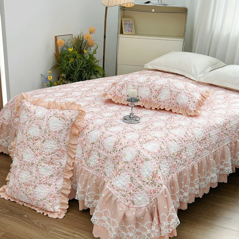 ◇水洗双层纱 【三件套】舒适床裙枕套四季款可机洗不滑床