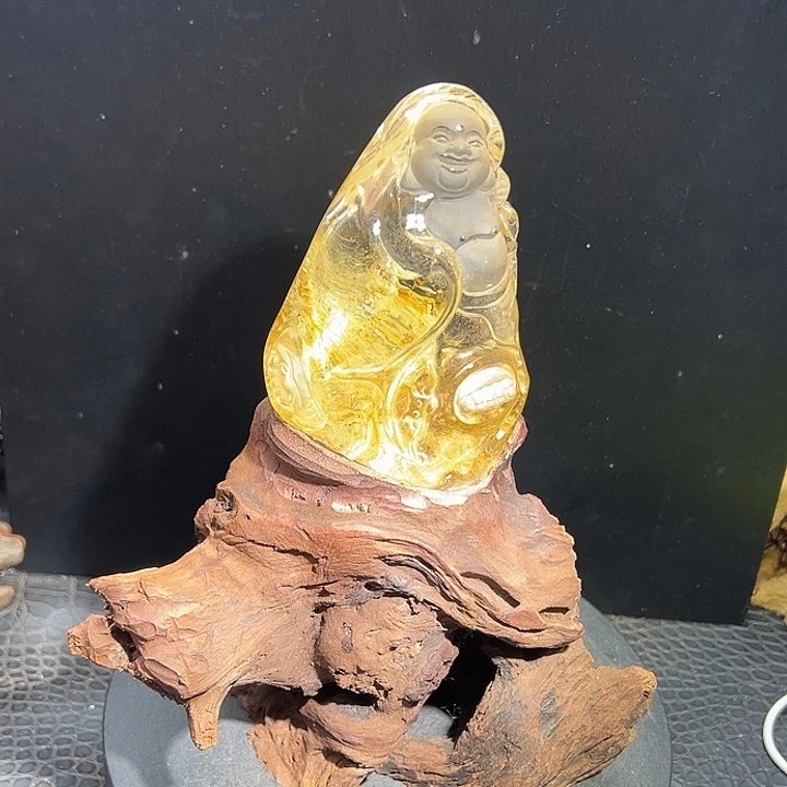 未镶嵌大型摆件（非配饰）水晶钱袋子弥勒佛