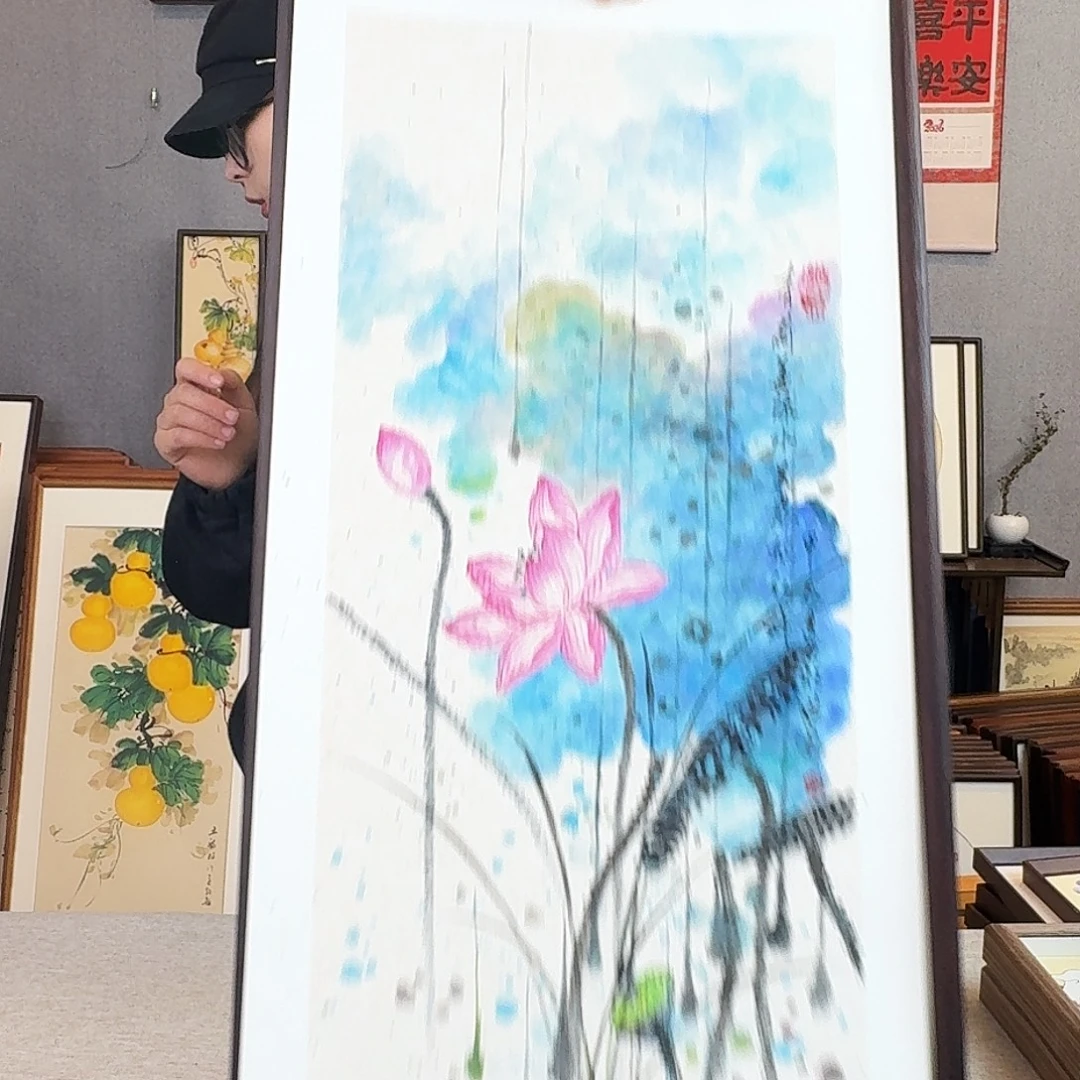 书法手绘带框尺寸： 36*69