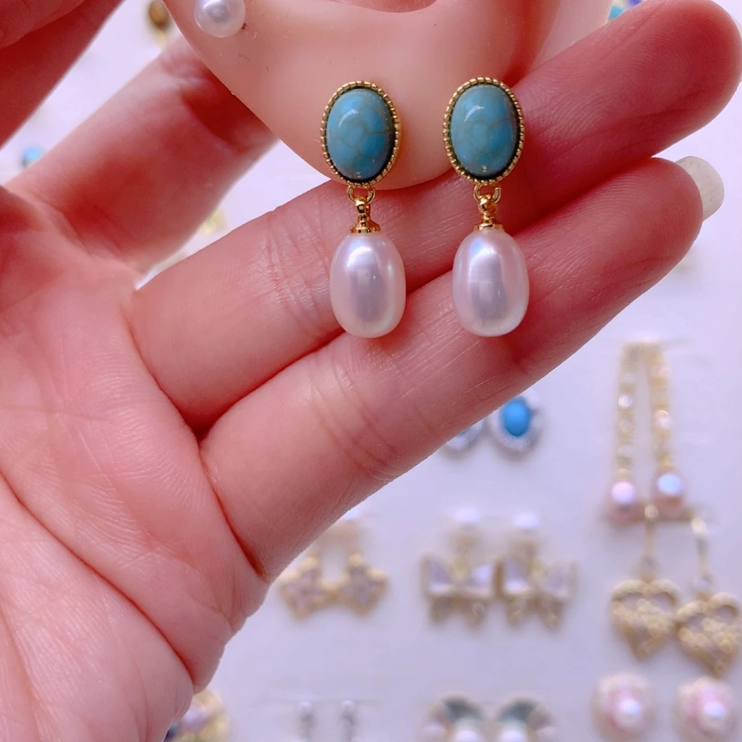 淡水珍珠合金耳饰