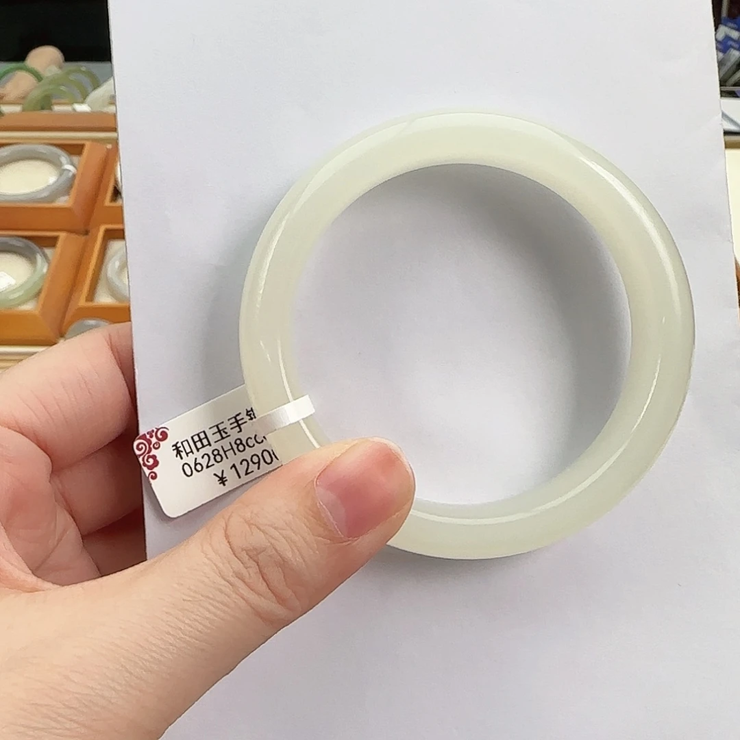 和田玉未镶嵌手镯56二级暖白 高品质