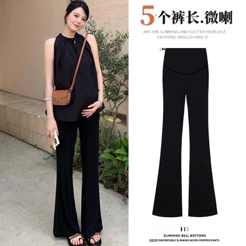 高弹孕妇喇叭裤秋冬加绒爆款2025新款不勒肚子小个子洋气托腹裤子