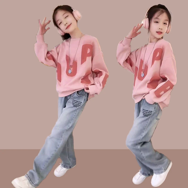 秋季潮流卫衣新款2025潮流洋气儿童中大童时尚打底衫女孩印花上衣