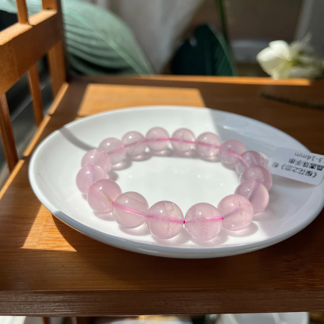 【郭老师】约13-14mm粉晶圆珠手串