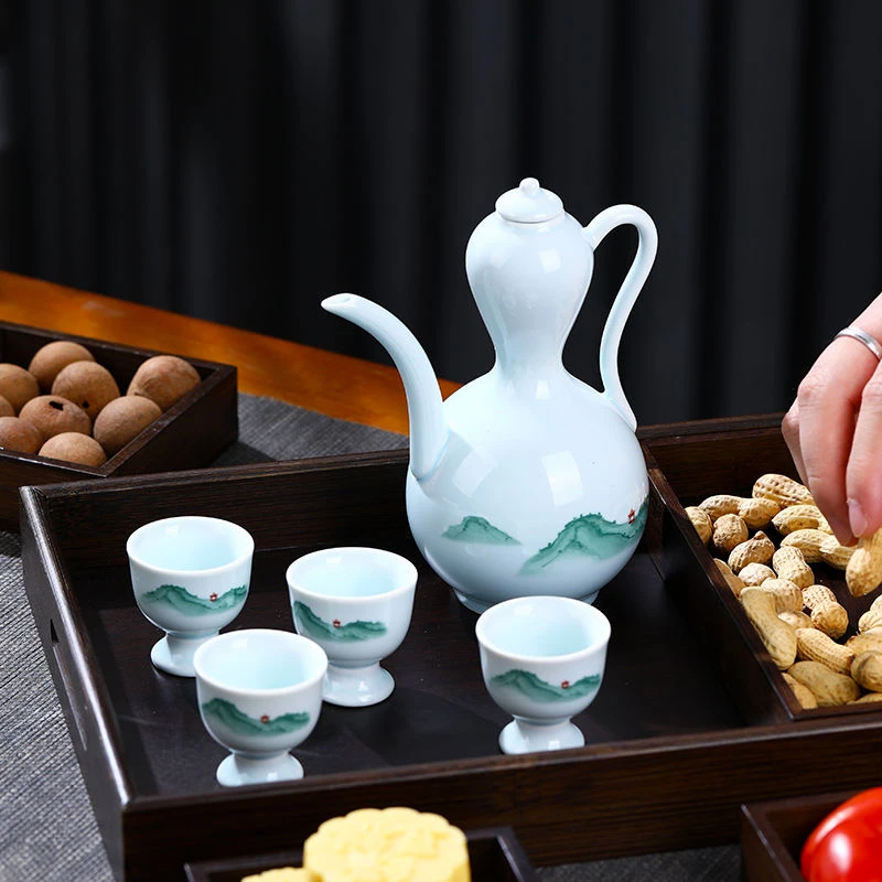 高品质青瓷酒壶白酒杯套装