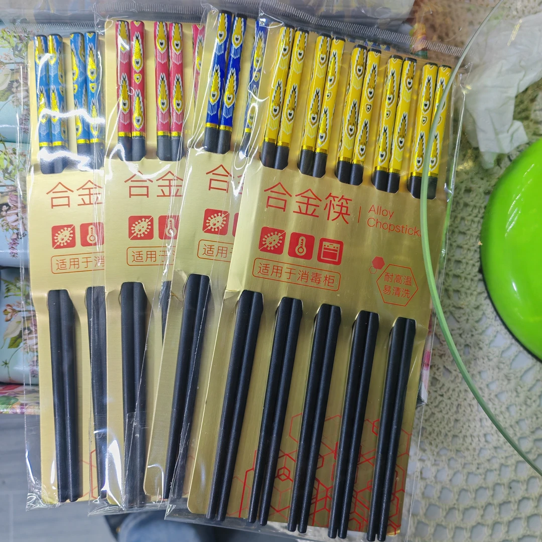 艾德莱斯5双纯色手工筷子民族风家用，艾德莱斯筷子