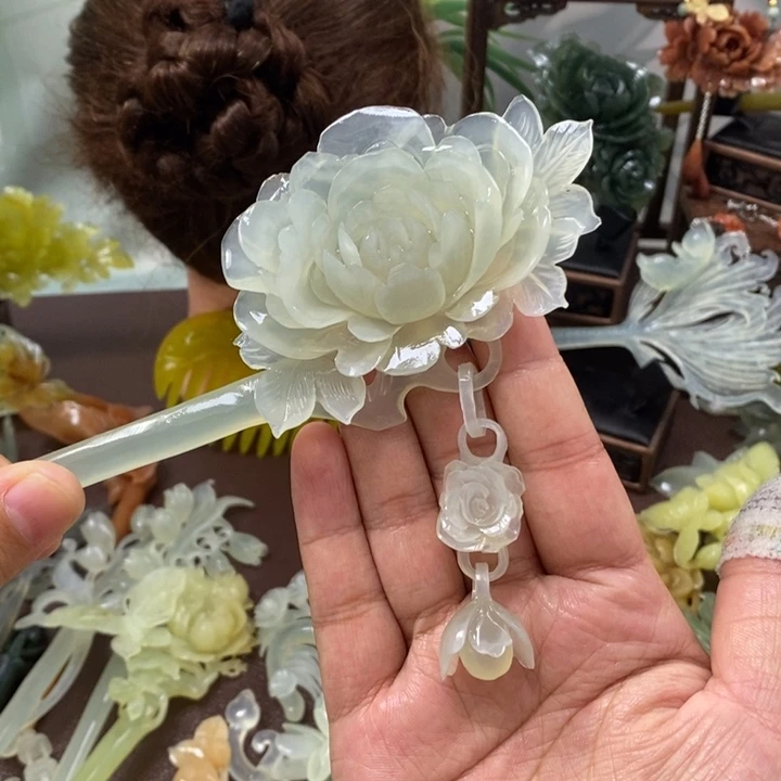 蛇纹石玉发饰未镶嵌蜜****ง