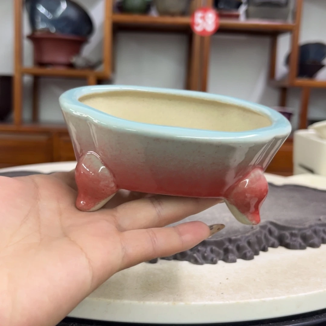 紫砂花盆瑕疵不平4.5-12-9