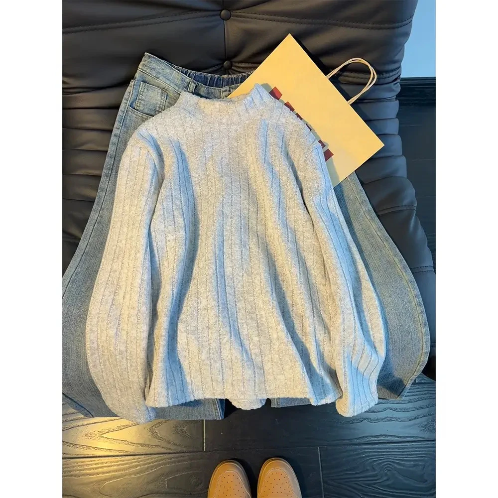 美式复古条纹卫衣男款秋冬加绒加厚长袖t恤半高领内搭打底衫上衣