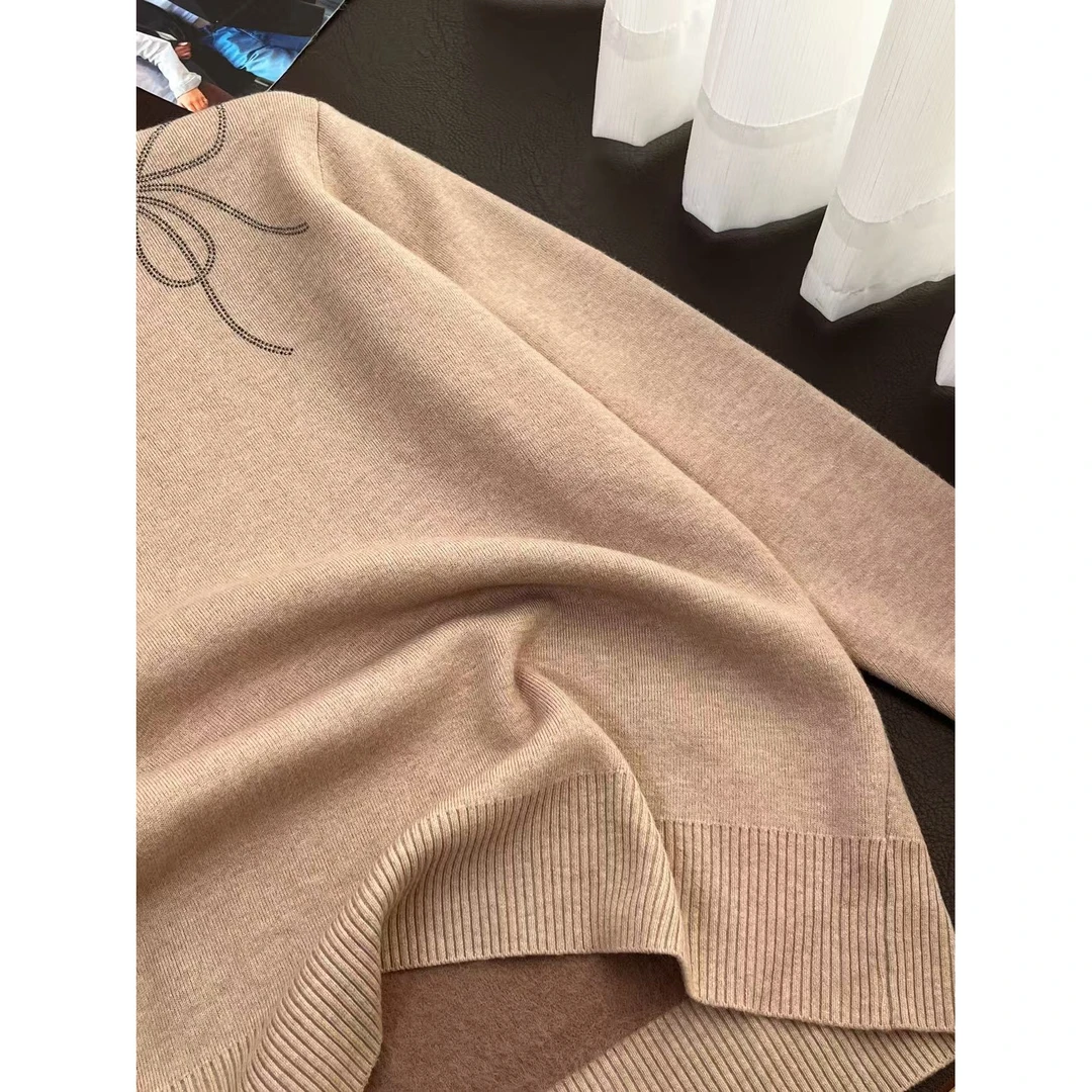 [毛衣-米杏]秋冬加绒半高领毛衣中年人女绒保暖洋气打（189-A2）