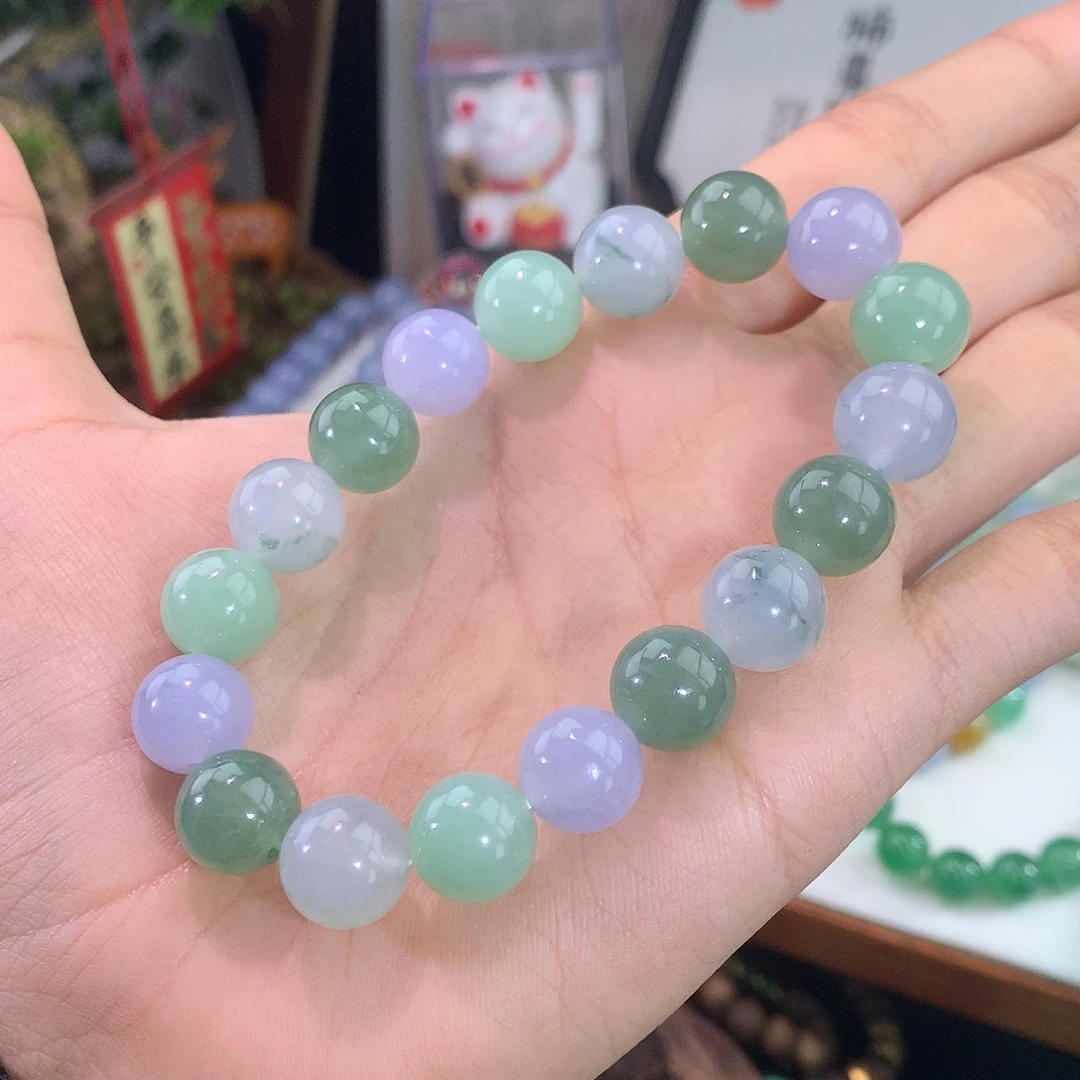 翡翠未镶嵌手链冰胶马卡龙手串