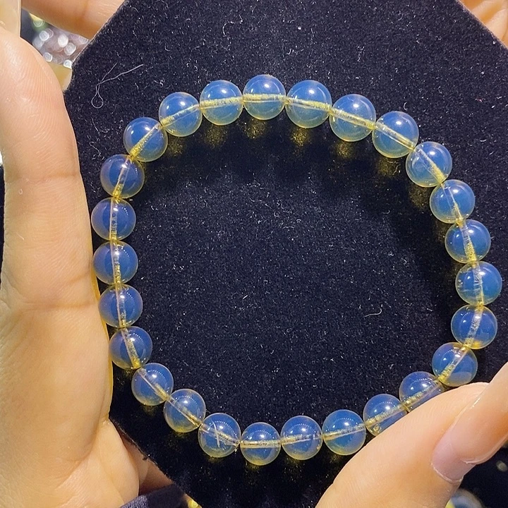 蓝珀未镶嵌珠宝奇石墨西哥蓝珀手串7