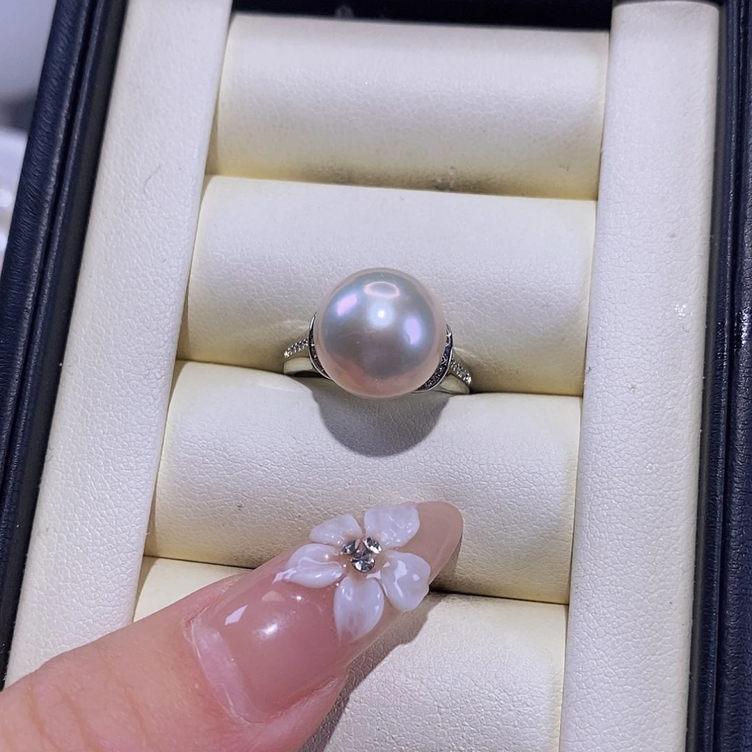 淡水珍珠戒指银S925镶嵌m****7
