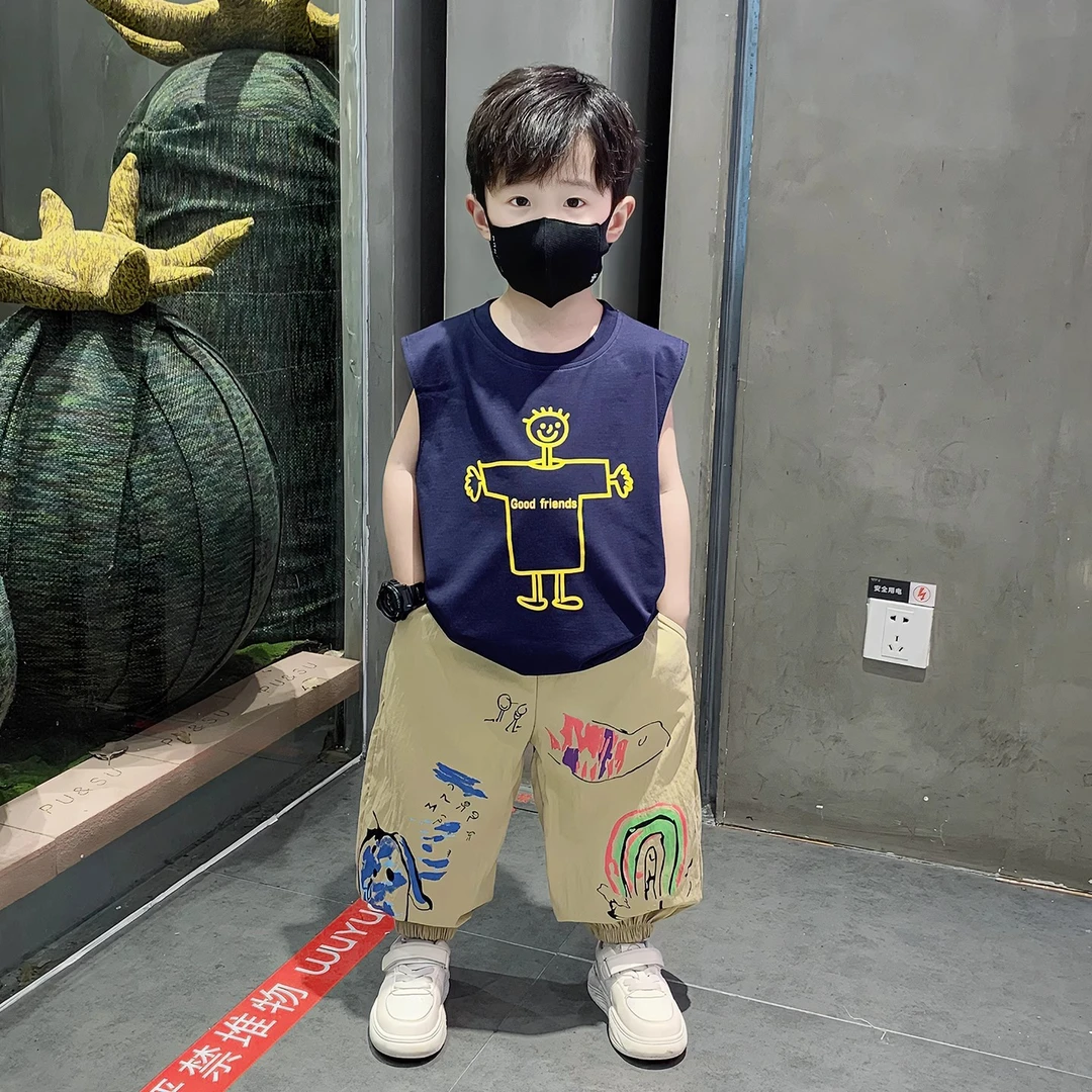 儿童装男童纯棉背心夏季新款宝宝夏装韩版时髦帅气无袖衣服百搭潮