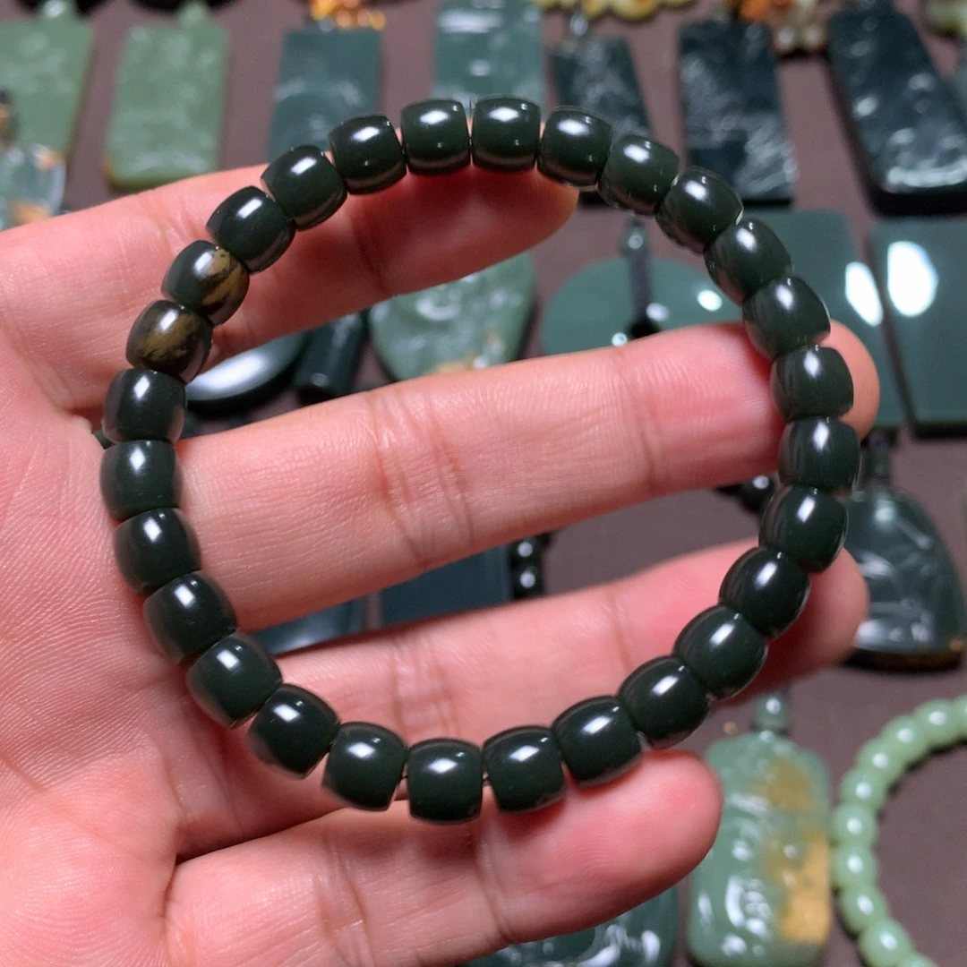 胧***风未镶嵌手链岫岩河磨玉（透闪石质玉）