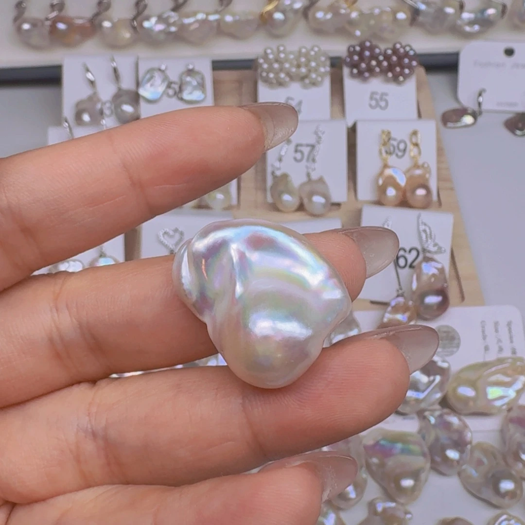 淡水珍珠耳饰银S925镶嵌