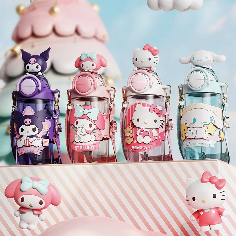 库洛米儿童水杯tritan小学生上学专用2025新款三丽鸥双饮吸管杯子