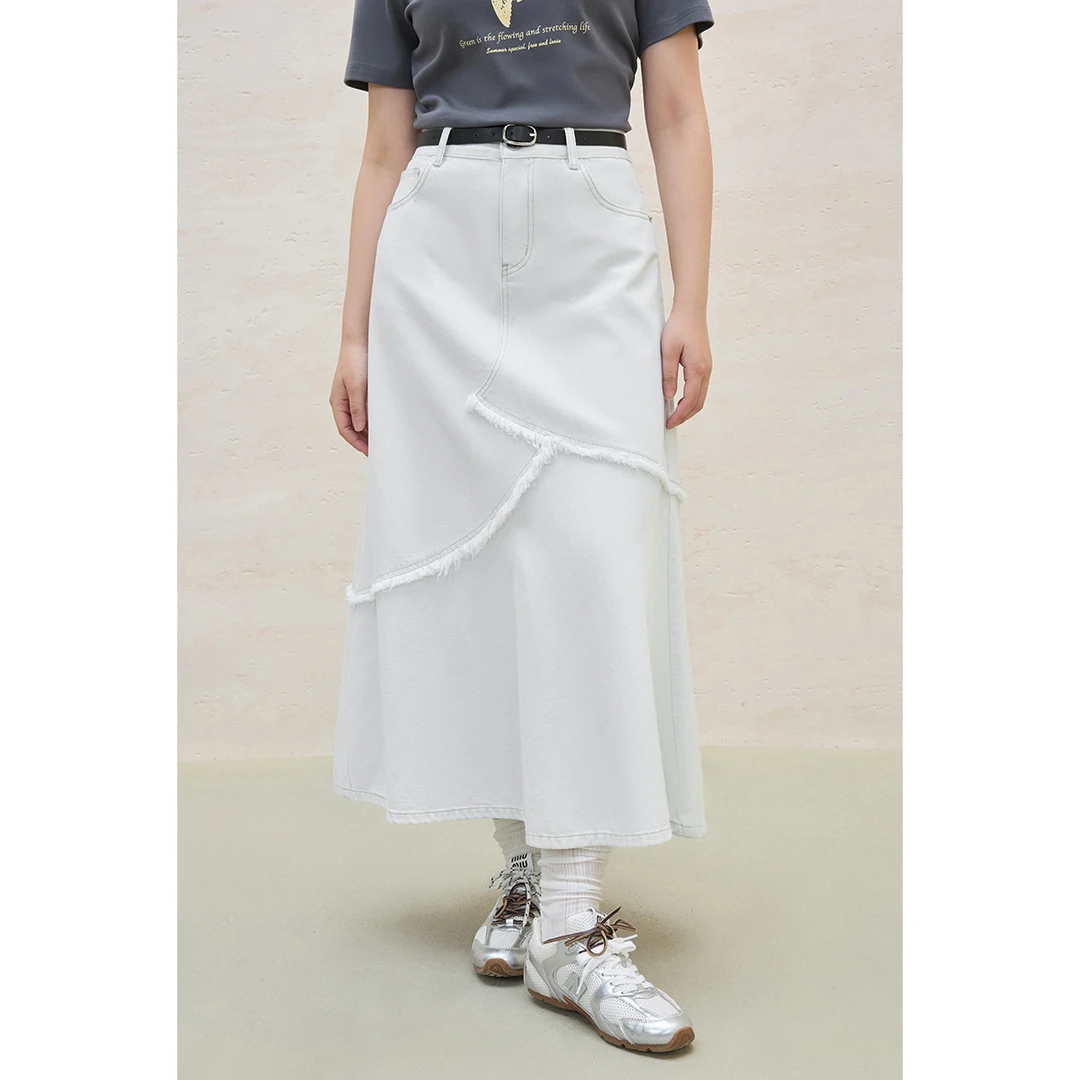 独束大码女装时尚纯棉牛仔半身裙设计感百搭显瘦裙子25DS82344