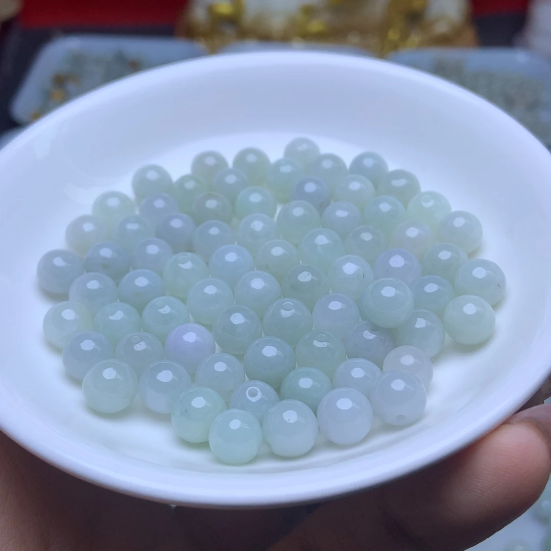 未镶嵌手链翡翠卡7.6豆绿26个