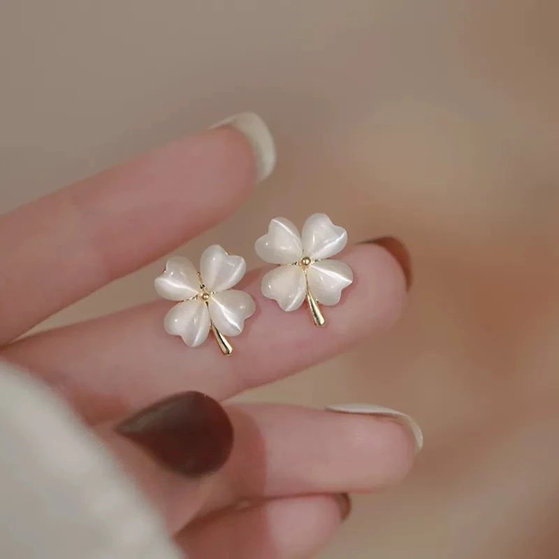 【百花四叶草耳钉】小众甜美时尚百花四叶草耳饰耳钉