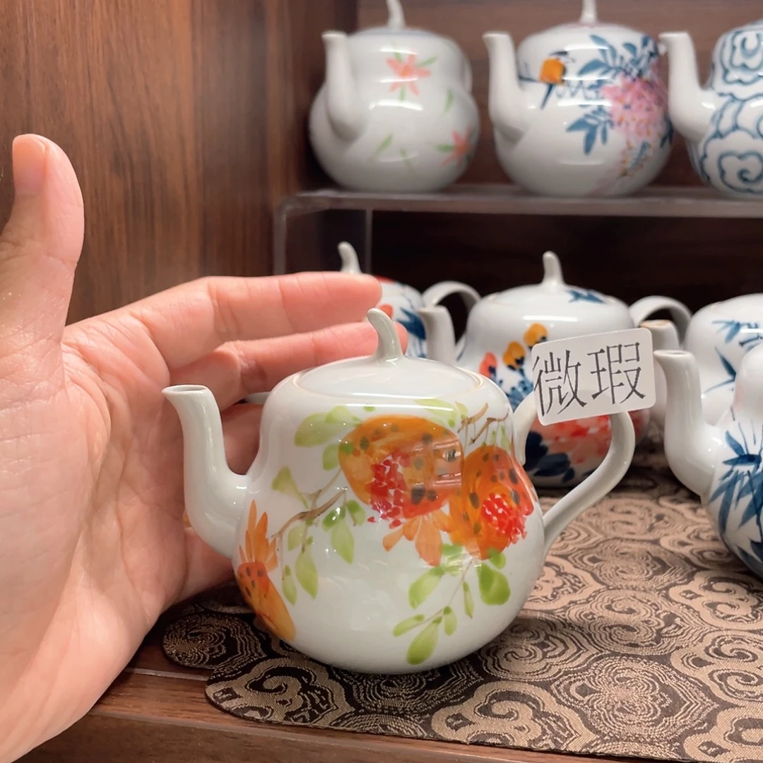 釉下手绘茶具微瑕
