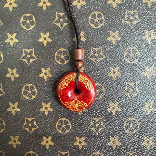 含辰砂工艺品精美设计雕刻烫金祥云平安扣吊坠