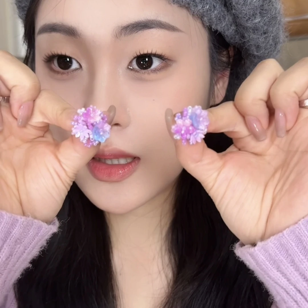 非金属树脂耳饰 多巴胺氛围感甜蜜花朵耳钉少女心手作彩色耳环
