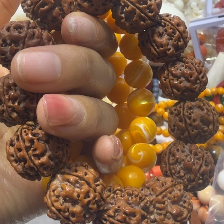 核桃手串/手链1.4金黄大白