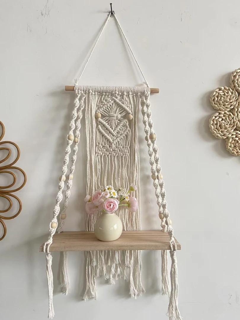 墙面装饰免打孔编织挂毯置物架实用壁挂式家居装饰品