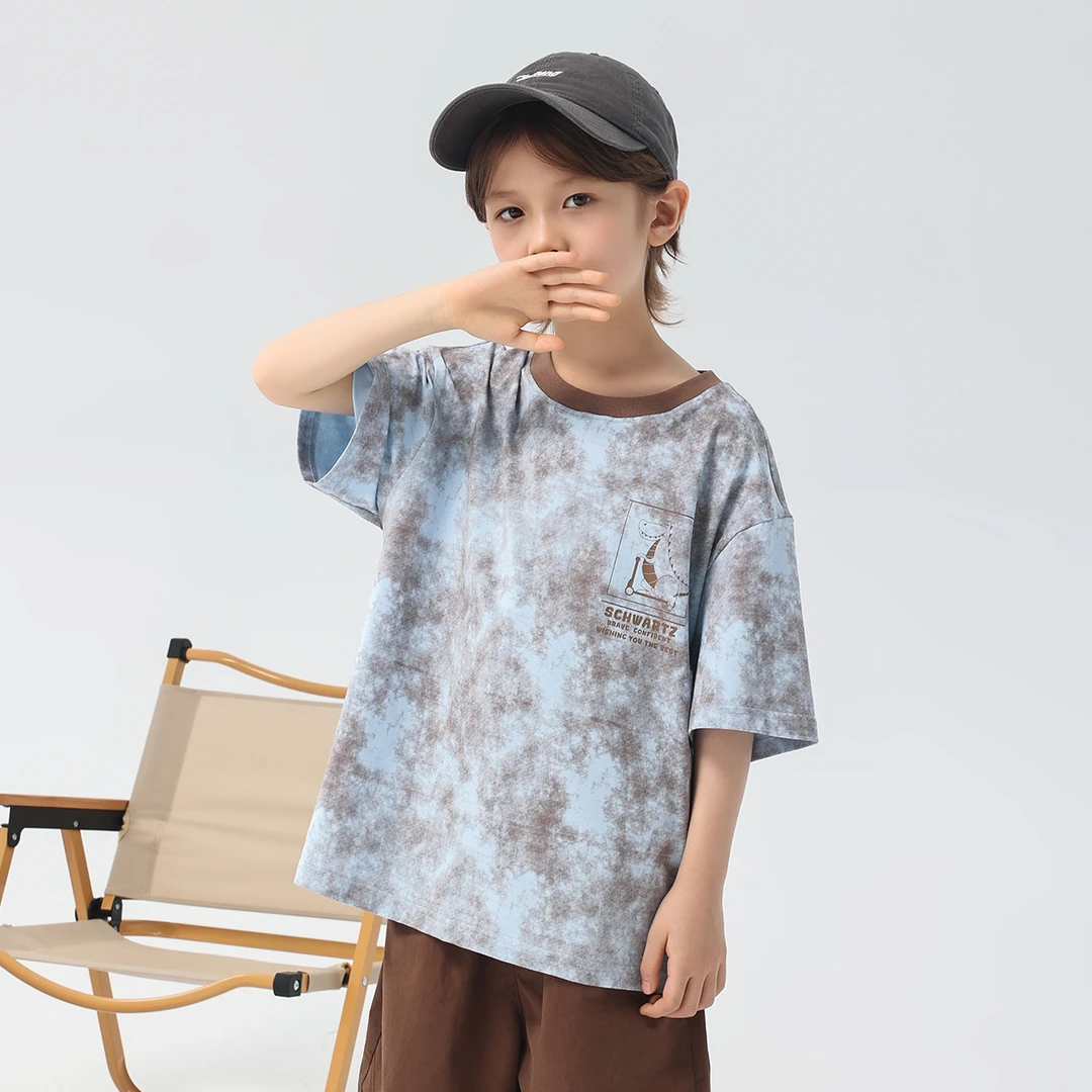 Schwartz五分袖t恤2025夏季新款男童装潮流短袖休闲时尚-0564