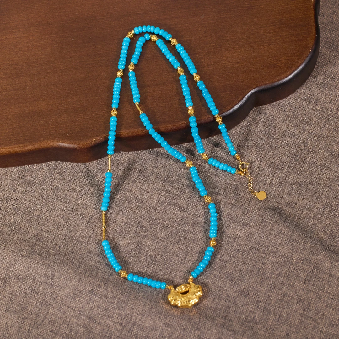 【歪歪】金锁*松石项链（多样性发）*18K镶嵌N5602