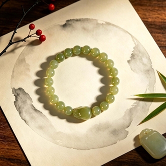 天然和田玉貔貅圆珠手串新中式纳福国风转运男女款 JP467
