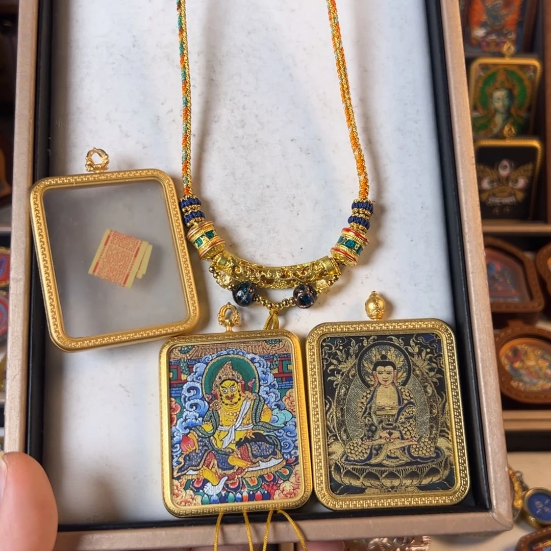 吊坠淮****司装裱画双面黄财神➕阿弥陀佛