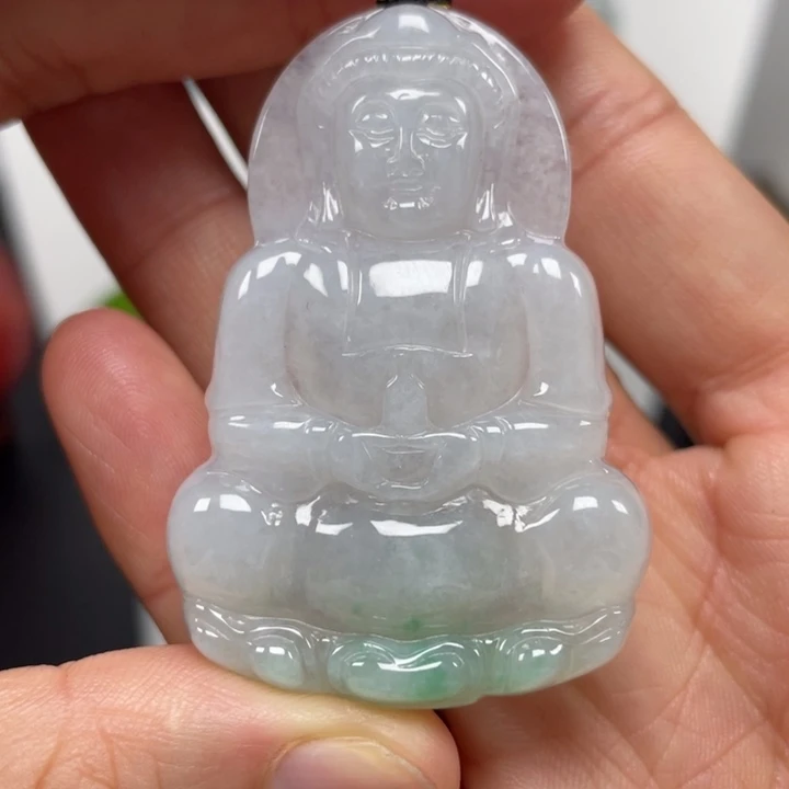 翡翠未镶嵌颈饰天然缅甸翡翠A货观音30号
